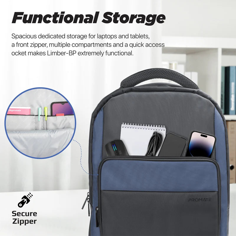 Large Capacity Backpack with Multiple Compartments for 15.6” Laptops