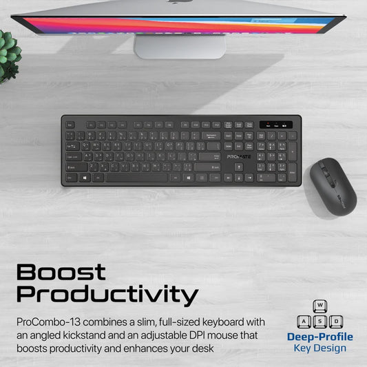 ProCombo-13 Sleek Profile Full-Size Wireless Keyboard and Mouse