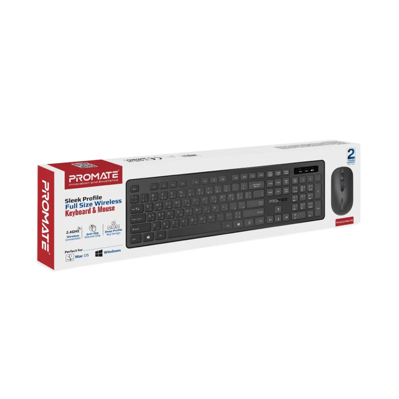 ProCombo-13 Sleek Profile Full-Size Wireless Keyboard and Mouse