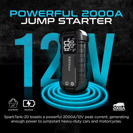 SparkTank-20 jump starter ,2000A/12V Heavy Duty Car Jump Starter with 20000mAh Power Bank & 45W Power Delivery